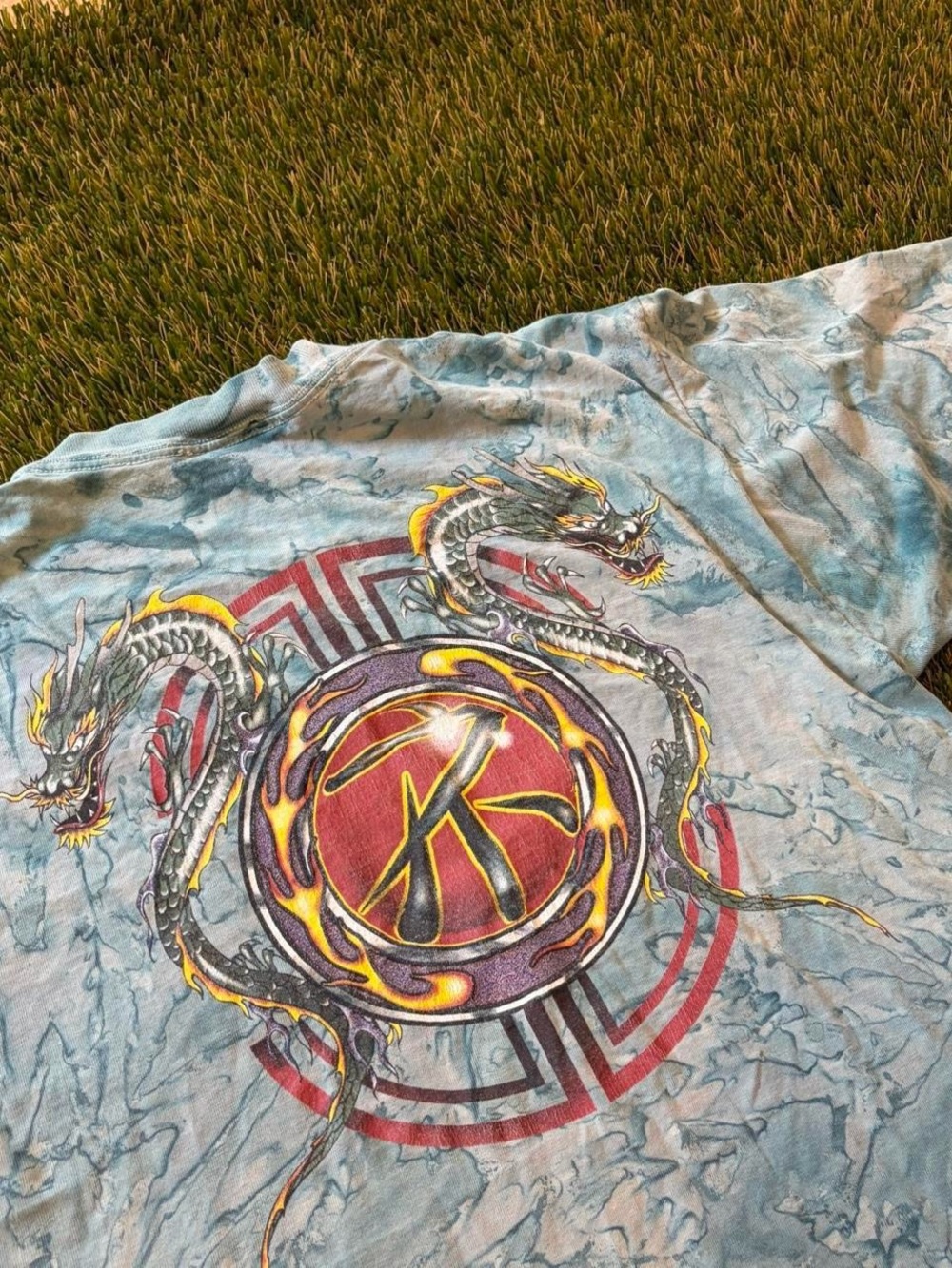Sick Vintage Single Stitch Na Pali Tie Dye Dragon Graphic T-Shirt